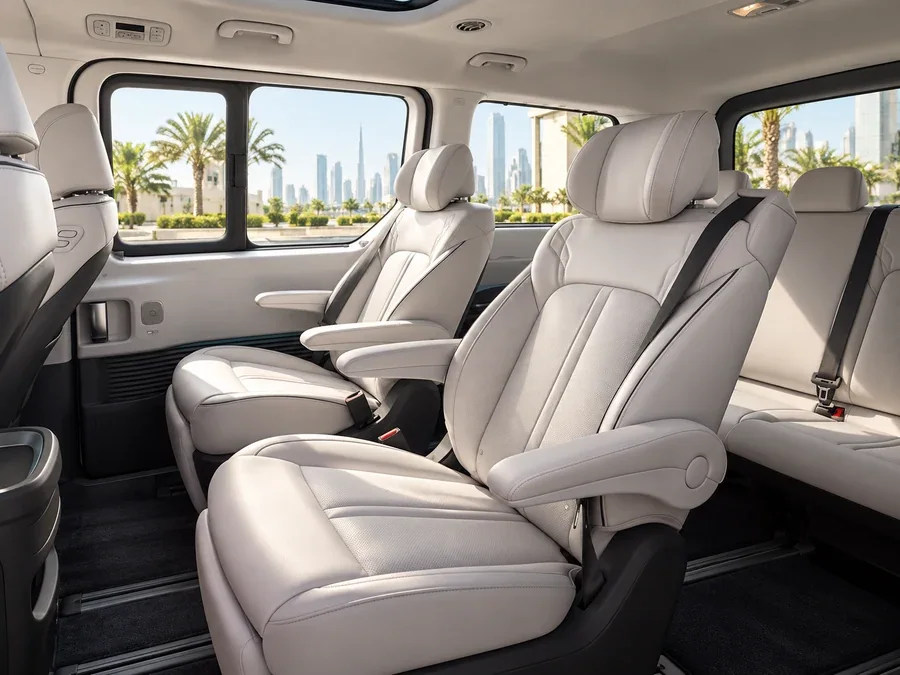 Hyundai staria people carrier illustrating 8 Seater Car Rental Dubai