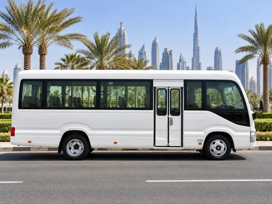 Toyota coaster minibus illustrating home