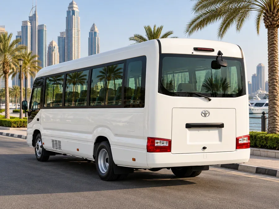 Toyota coaster minibus illustrating home