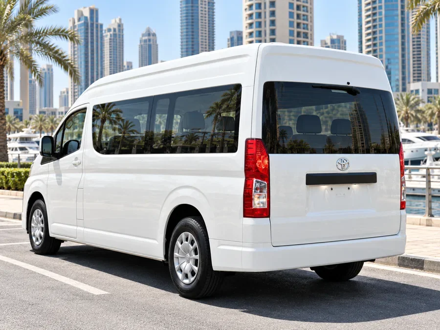 Toyota hiace passenger van illustrating 12 Seater Van Rental Dubai