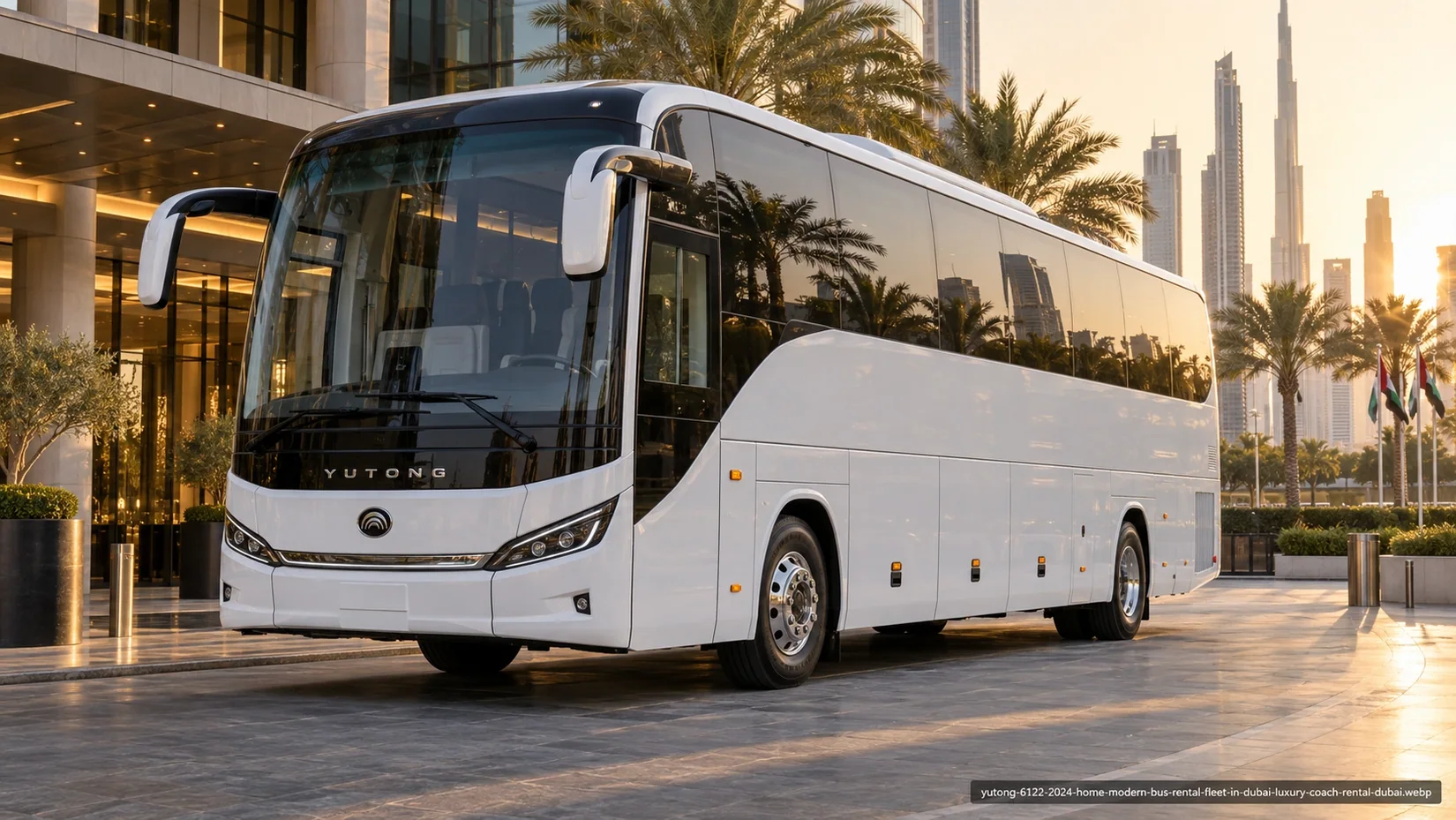 Passenger coach bus illustrating Bus Rental Abu Dhabi