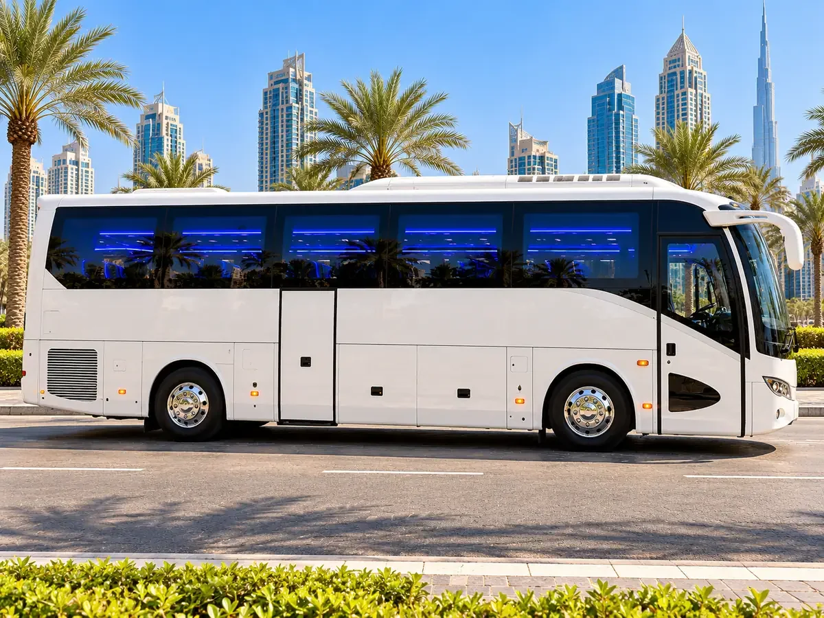 Luxury party transport bus illustrating Party Bus Rental Dubai & UAE